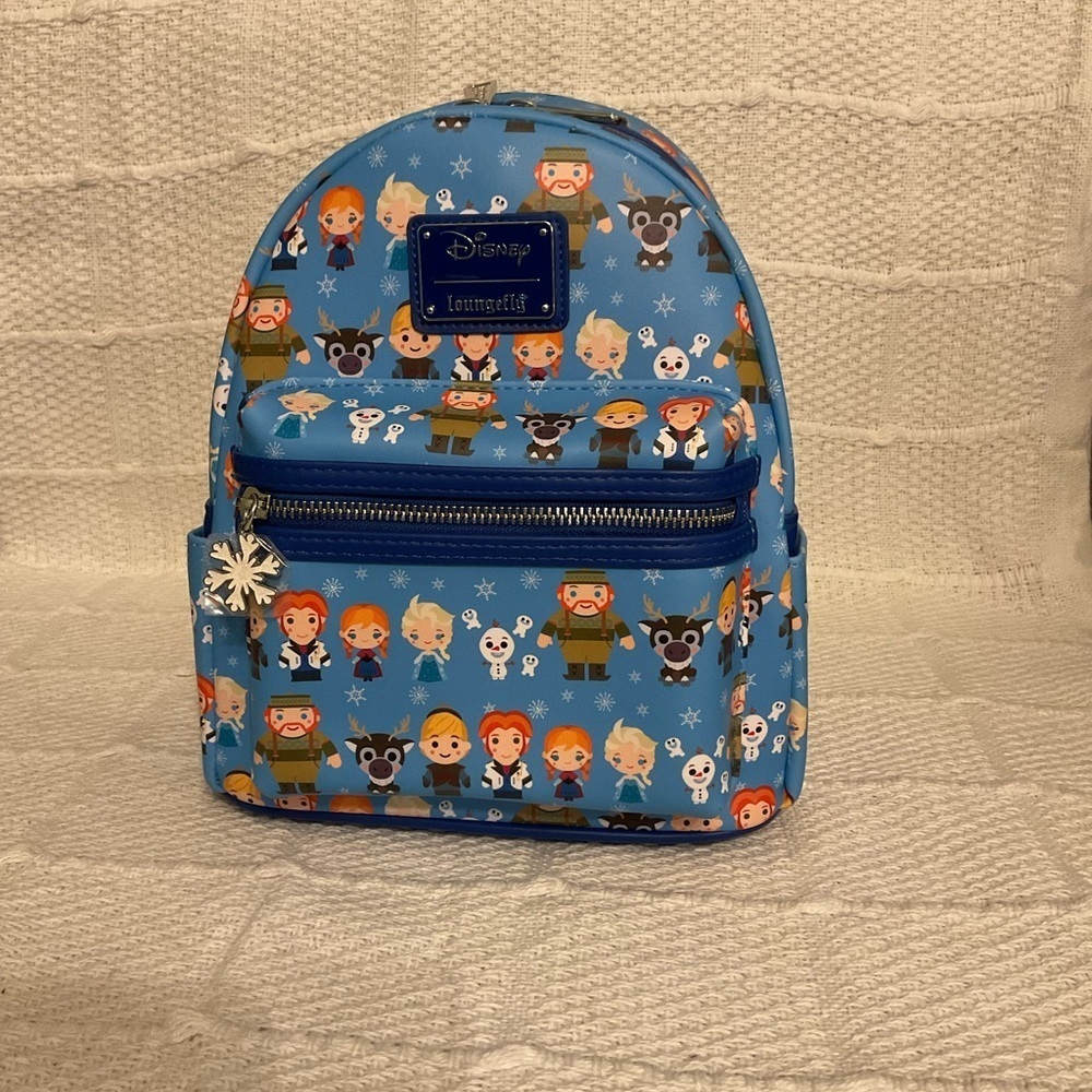 DISNEY Frozen Chibi Character Mini AOP LOUNGEFLY Backpack NWT